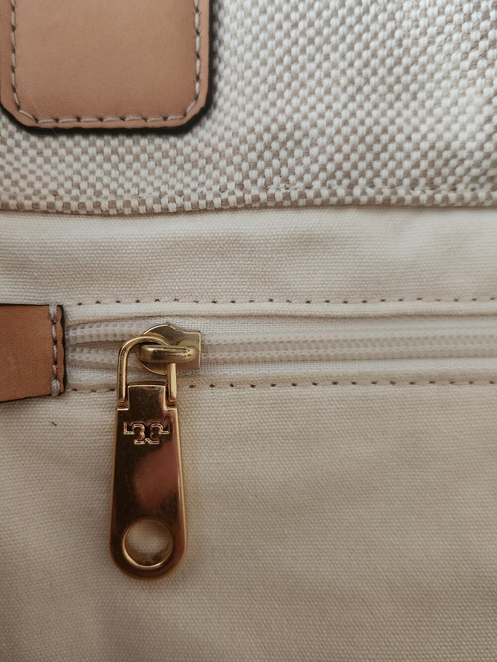 Tory Burch Ella Large Canvas And Leather Tote in Beige and Tan - Picture 13 of 15